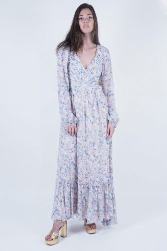 Berenice robe Pastel femmes (longue lacet dos - RIMA pastel fleurs garden) - Marine | Much more than shoes
