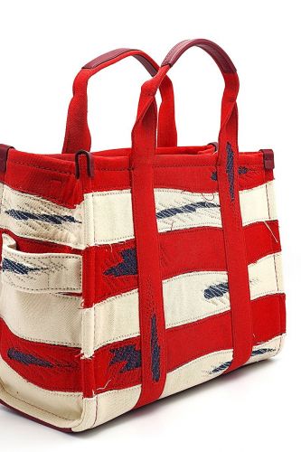 Small Tote Bag en tissus denim rouge & blanc MARC JACOBS | Marine