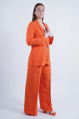 Pantalon large en lin orange 8PM | Marine