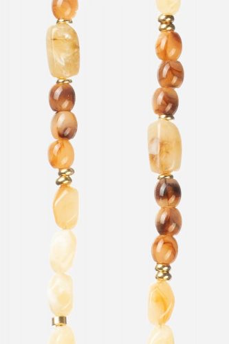 Chaîne bijoux perles semi précieuses beige et brun | Marine