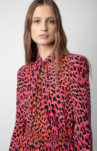 Courte robe rose léopard 